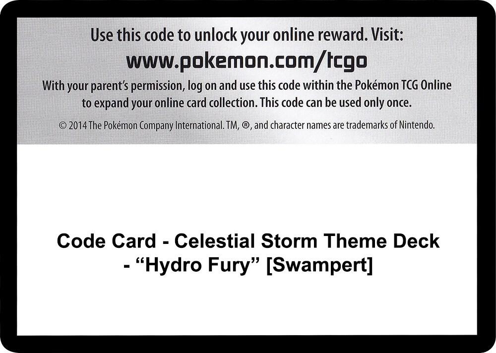 Code Card Celestial Storm Theme Deck Hydro Fury Swampert  (SM - Celestial Storm)  | Good Games Adelaide SA