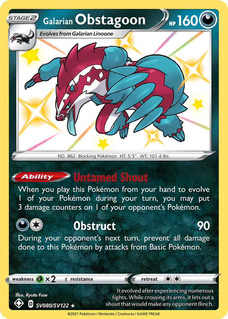 Galarian Obstagoon (SV080/SV122) [Sword & Shield: Shining Fates] | Good Games Adelaide SA
