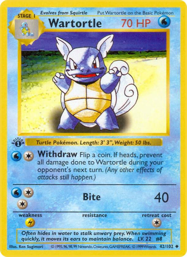 Wartortle 042/102 (Base Set (Shadowless))  - 1st Edition | Good Games Adelaide SA