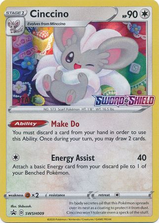 Cinccino (SWSH009) (Staff Prerelease Promo) [Sword & Shield: Black Star Promos] | Good Games Adelaide SA