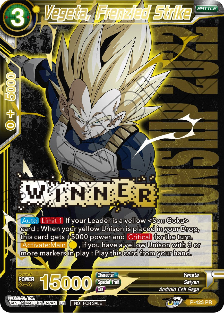 Vegeta, Frenzied Strike (Championship Pack 2022 Vol.2) (Winner Gold Stamped) (P-423) [Promotion Cards] | Good Games Adelaide SA