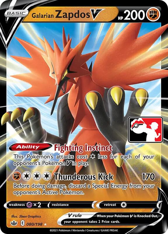 Galarian Zapdos V Series 1/2 080/198 (Prize Pack Series Cards)  - Holofoil | Good Games Adelaide SA