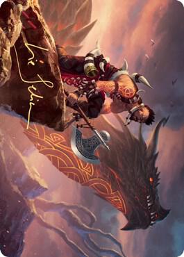 Dragonkin Berserker Art Card Gold Stamped Signature 32 (Art Series: Kaldheim)  | Good Games Adelaide SA