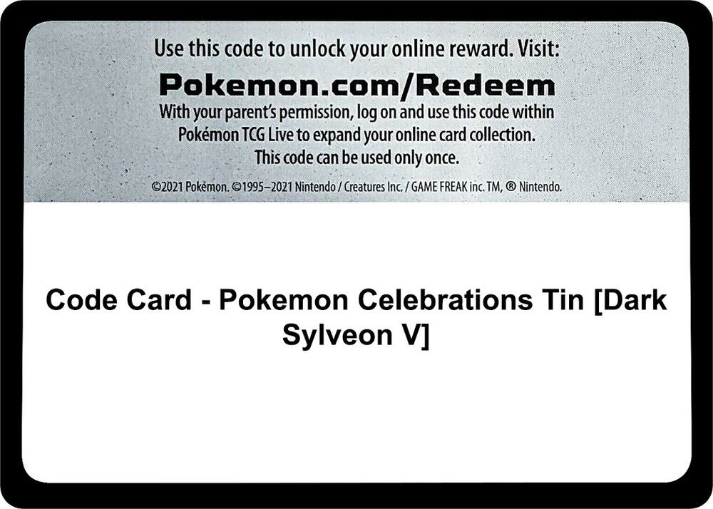 Code Card Pokemon Celebrations Tin Dark Sylveon V  (World Championship Decks)  | Good Games Adelaide SA