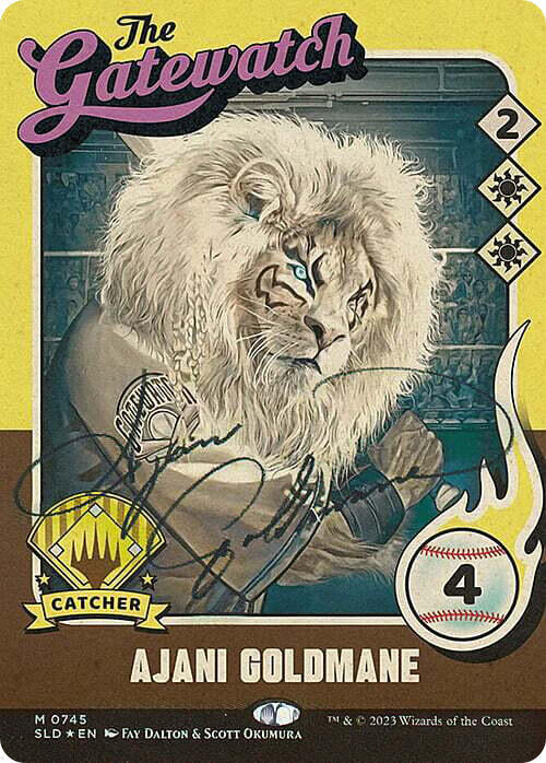 Ajani Goldmane 745 Autographed 745 (Secret Lair Drop Series)  - Foil | Good Games Adelaide SA
