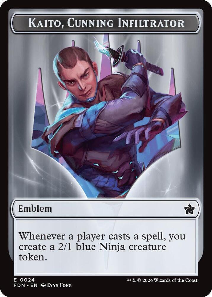 Emblem Kaito Cunning Infiltrator Ninja Doubled Sided Token 24 // 12 (Foundations)  - Foil | Good Games Adelaide SA