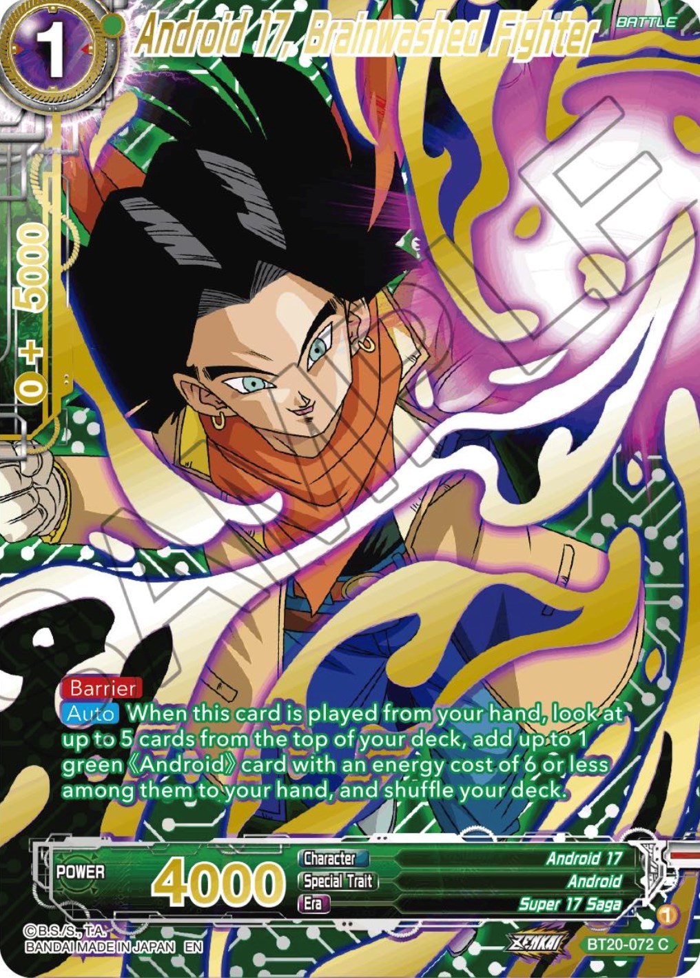 Android 17, Brainwashed Fighter (Gold-Stamped) (BT20-072) [Power Absorbed] | Good Games Adelaide SA