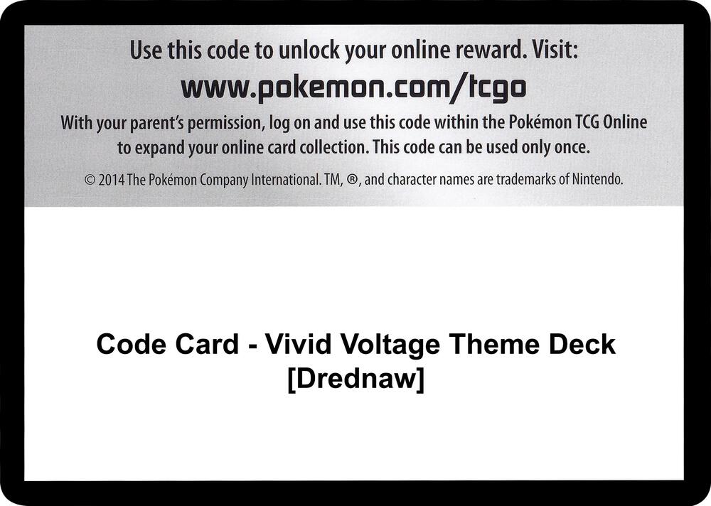 Code Card Vivid Voltage Theme Deck Drednaw  (SWSH04: Vivid Voltage)  | Good Games Adelaide SA