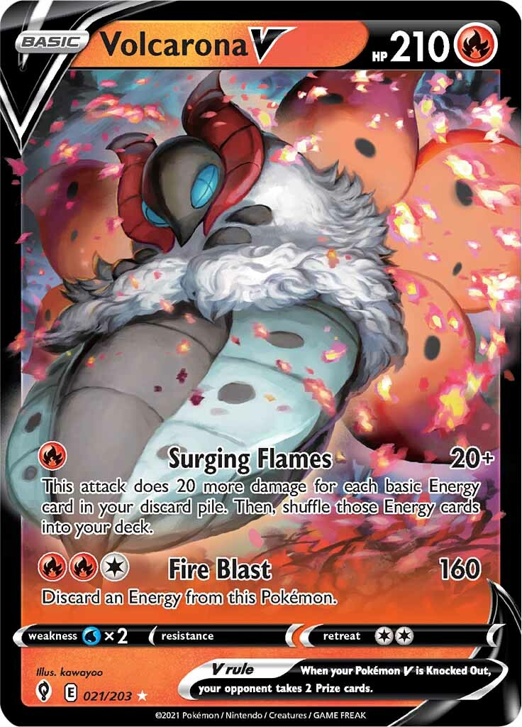 Volcarona V (021/203) [Sword & Shield: Evolving Skies] | Good Games Adelaide SA