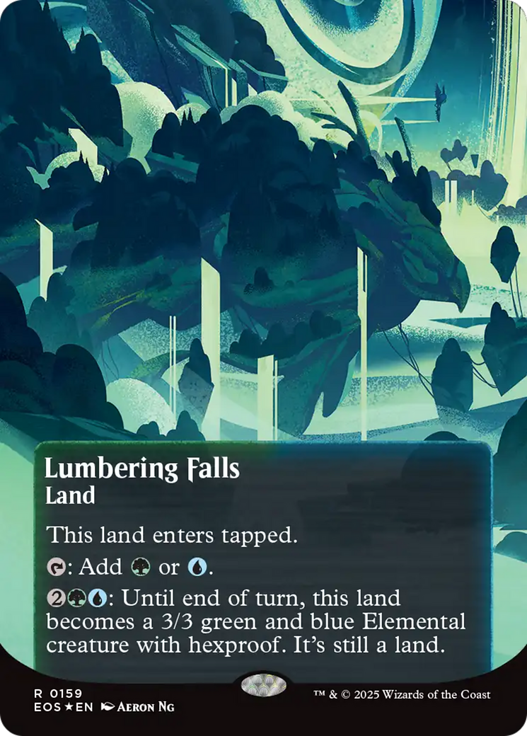 Lumbering Falls (0159) (Borderless) (Galaxy Foil) [Edge of Eternities: Stellar Sights] | Good Games Adelaide SA