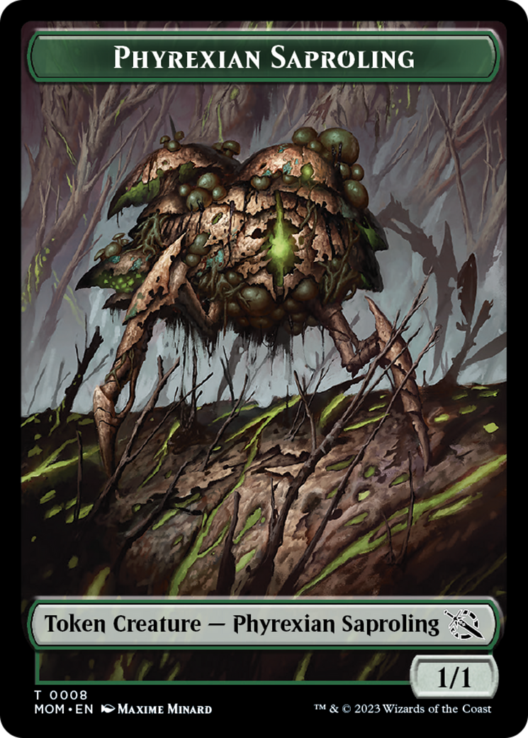 Warrior // Phyrexian Saproling Double-Sided Token [March of the Machine Tokens] | Good Games Adelaide SA