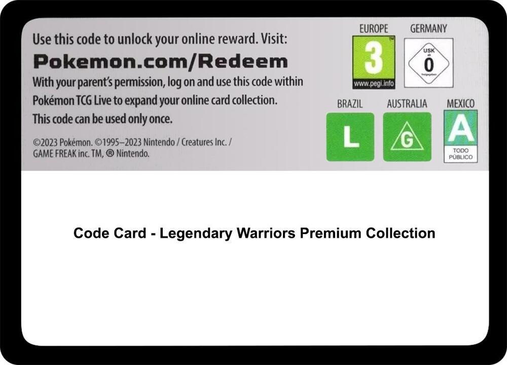 Code Card Legendary Warriors Premium Collection  (Miscellaneous Cards & Products)  | Good Games Adelaide SA
