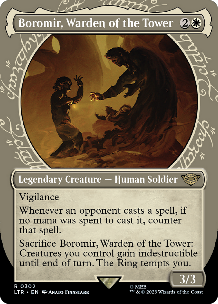 Boromir, Warden of the Tower (Showcase Ring Frame) (Borderless) [The Lord of the Rings: Tales of Middle-Earth] | Good Games Adelaide SA