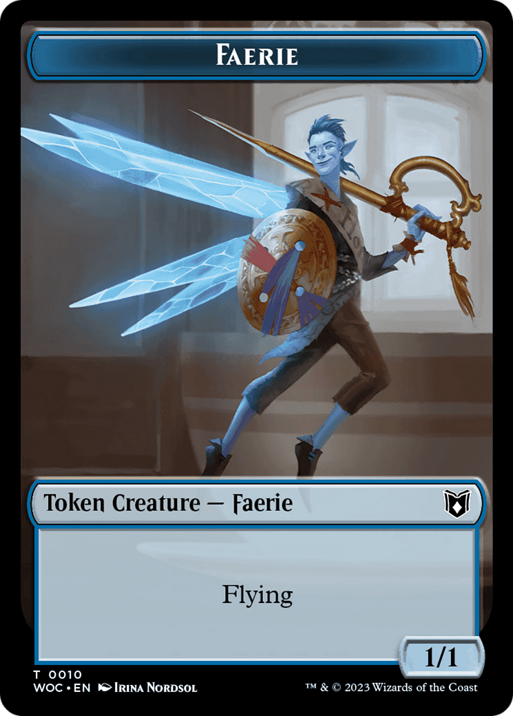 Faerie // Saproling Double-Sided Token [Wilds of Eldraine Commander Tokens] | Good Games Adelaide SA