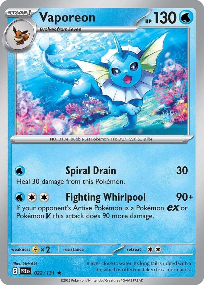 Vaporeon (022/131) [Scarlet & Violet: Prismatic Evolutions] | Good Games Adelaide SA