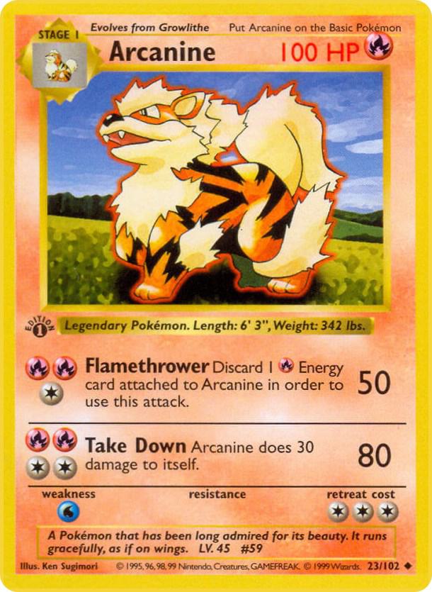 Arcanine 023/102 (Base Set (Shadowless))  - 1st Edition | Good Games Adelaide SA