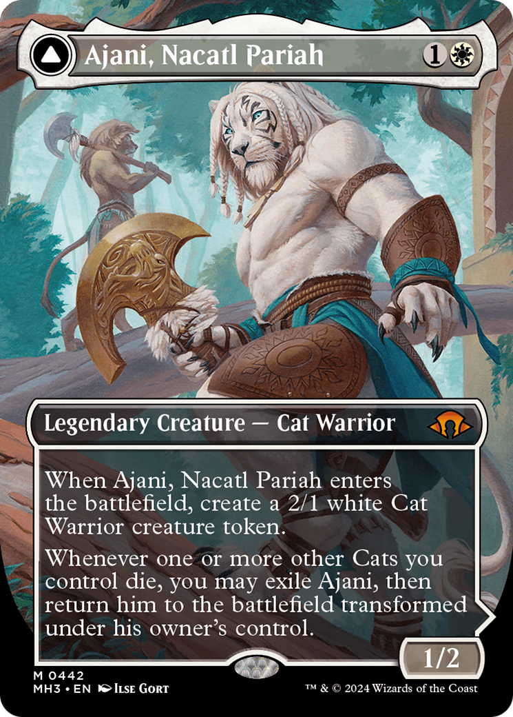 Ajani, Nacatl Pariah // Ajani, Nacatl Avenger (Borderless) [Modern Horizons 3] | Good Games Adelaide SA