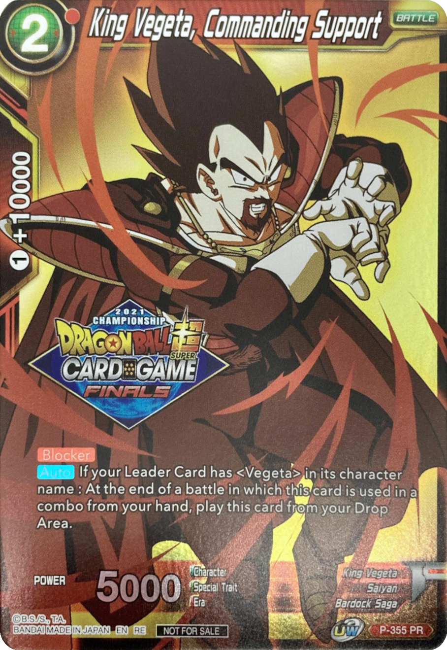 King Vegeta, Commanding Support (Championship Pack 2021 Vault Set) (P-355) [Tournament Promotion Cards] | Good Games Adelaide SA