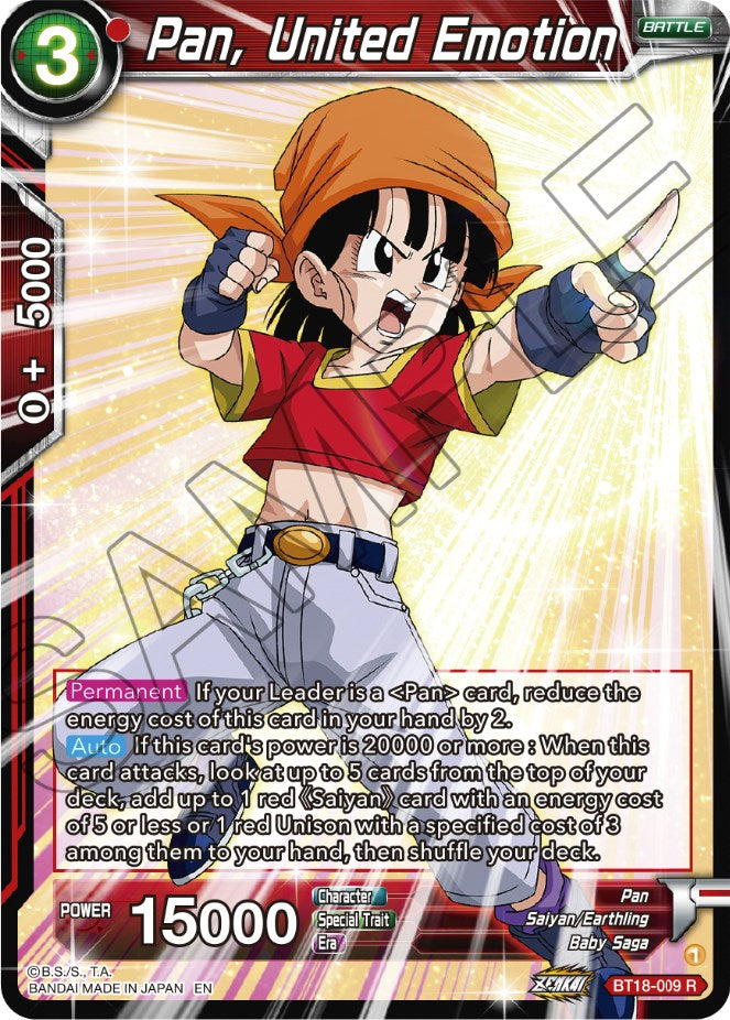 Pan, United Emotion (BT18-009) [Dawn of the Z-Legends] | Good Games Adelaide SA