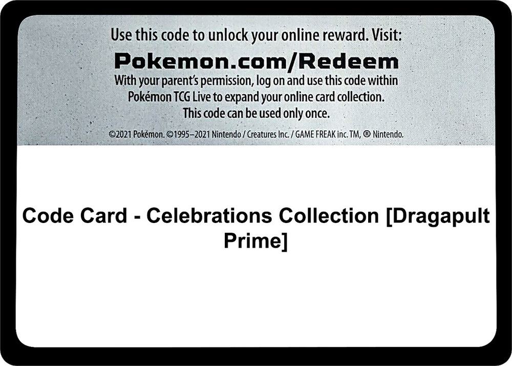 Code Card Celebrations Collection Dragapult Prime  (Celebrations)  | Good Games Adelaide SA