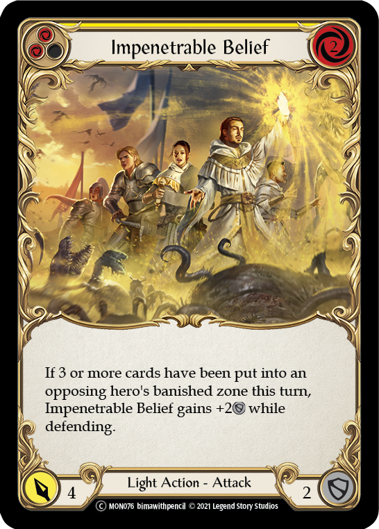 Impenetrable Belief (Yellow) [U-MON076-RF] Unlimited Rainbow Foil | Good Games Adelaide SA