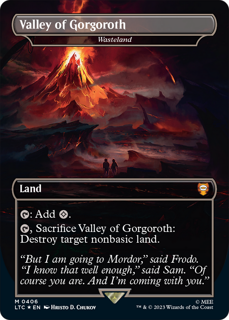 Valley of Gorgoroth - Wasteland (Borderless) (Surge Foil Realms and Relics) [The Lord of the Rings: Tales of Middle-Earth Commander] | Good Games Adelaide SA