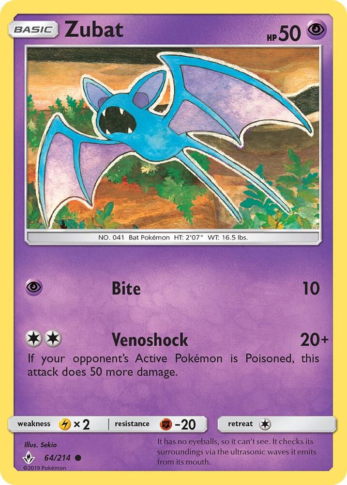 Zubat 64/214 (SM - Unbroken Bonds)  | Good Games Adelaide SA