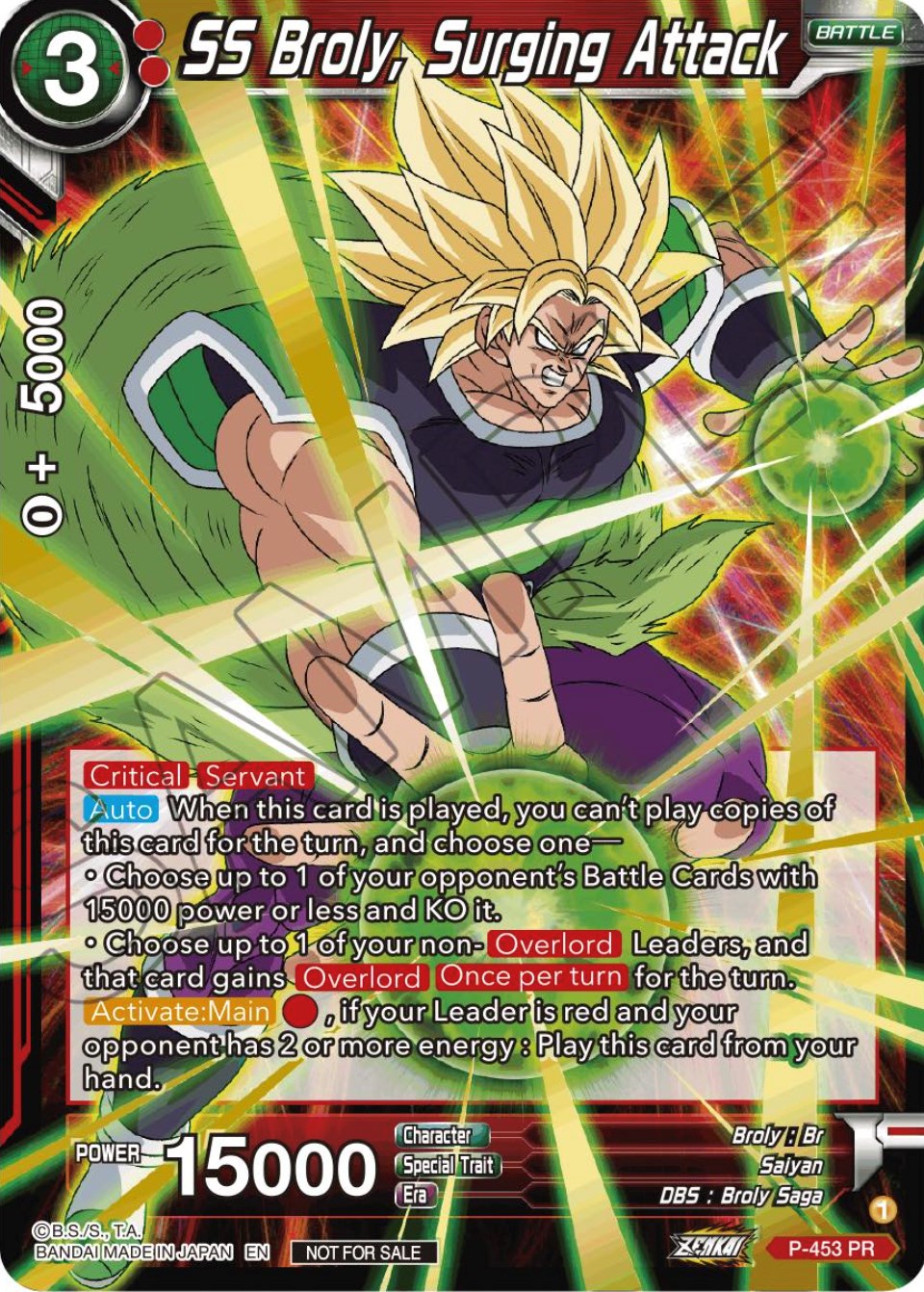SS Broly, Surging Attack (Championship Selection Pack 2023 Vol.1) (Gold-Stamped) (P-453) [Tournament Promotion Cards] | Good Games Adelaide SA