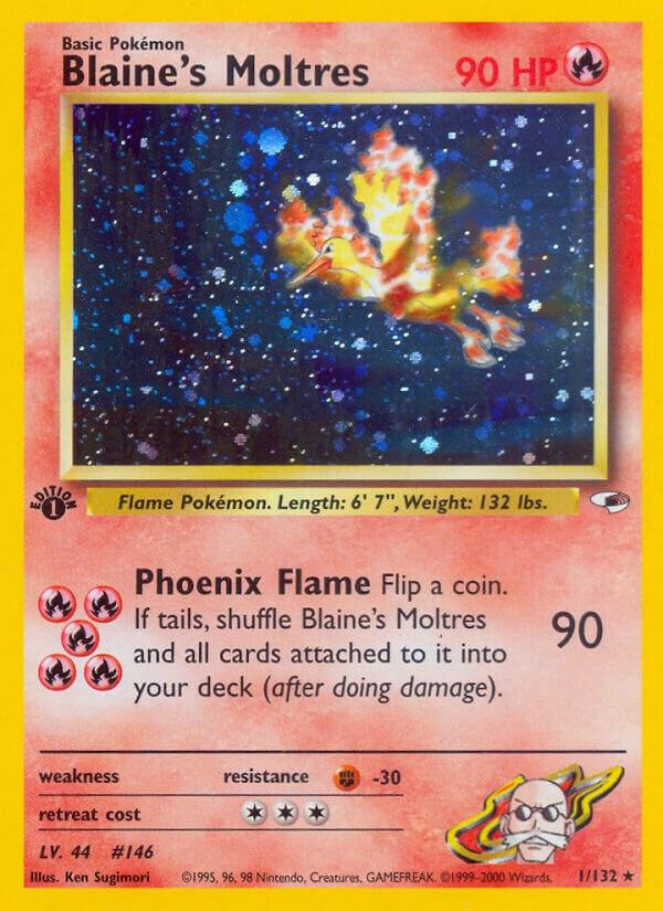 Blaines Moltres 001/132 (Gym Heroes)  - 1st Edition Holofoil | Good Games Adelaide SA