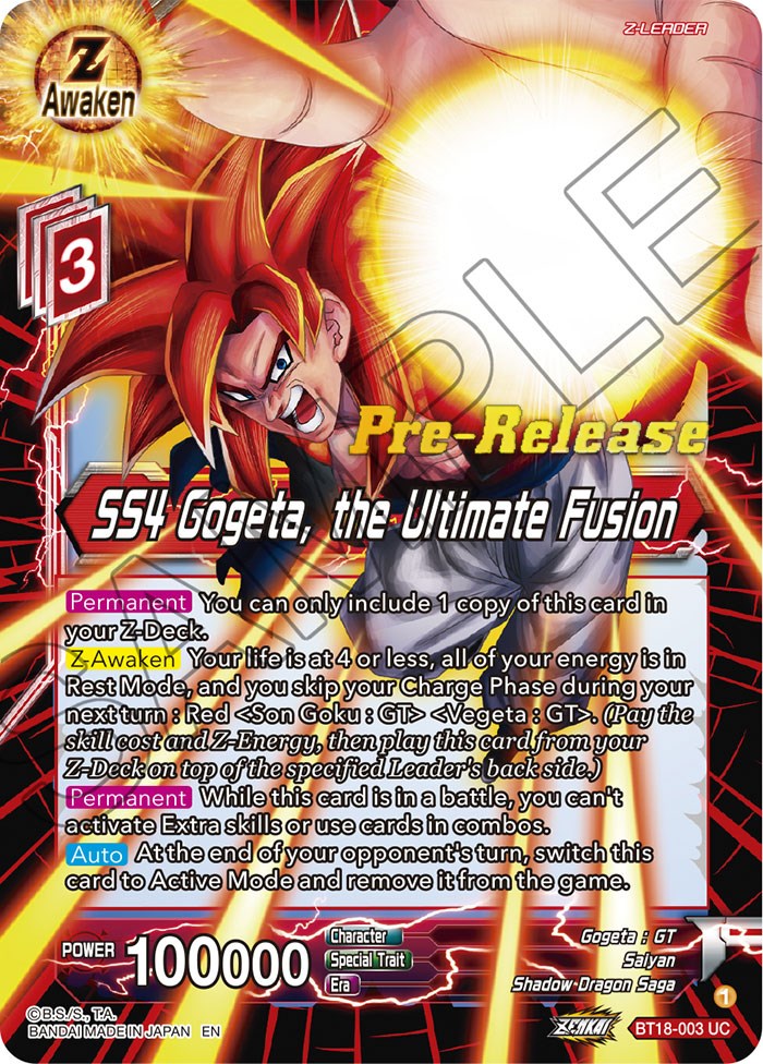 SS4 Gogeta, the Ultimate Fusion (BT18-003) [Dawn of the Z-Legends Prerelease Promos] | Good Games Adelaide SA