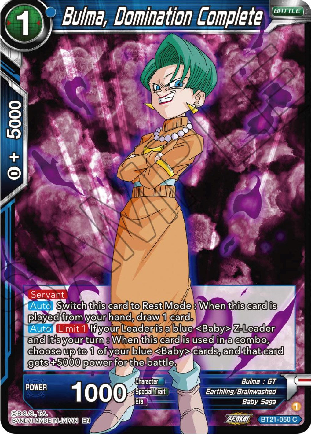 Bulma, Domination Complete (BT21-050) [ZENKAI Series: Set 04] | Good Games Adelaide SA