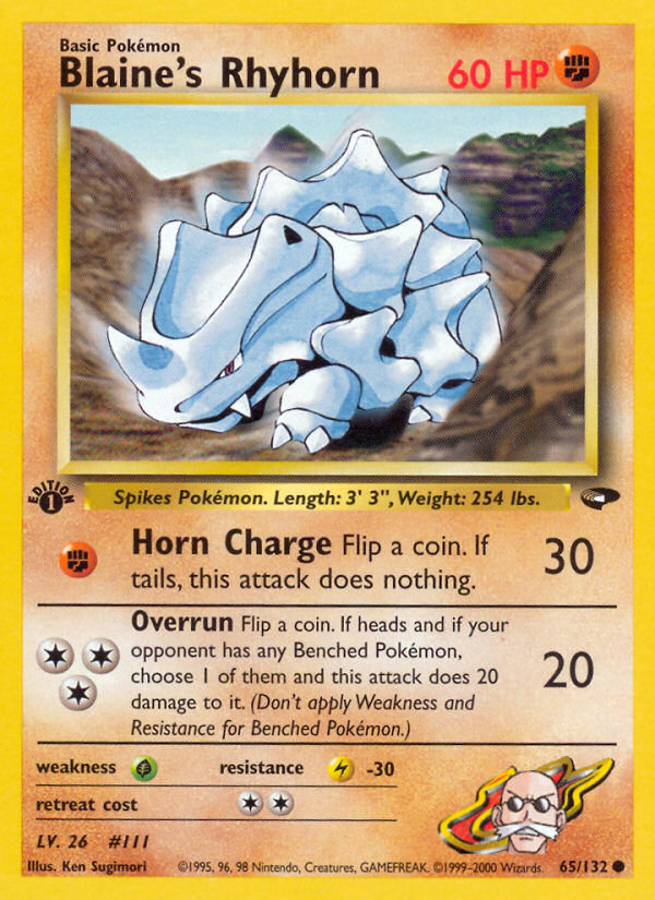 Blaine's Rhyhorn (65/132) [Gym Challenge 1st Edition] | Good Games Adelaide SA