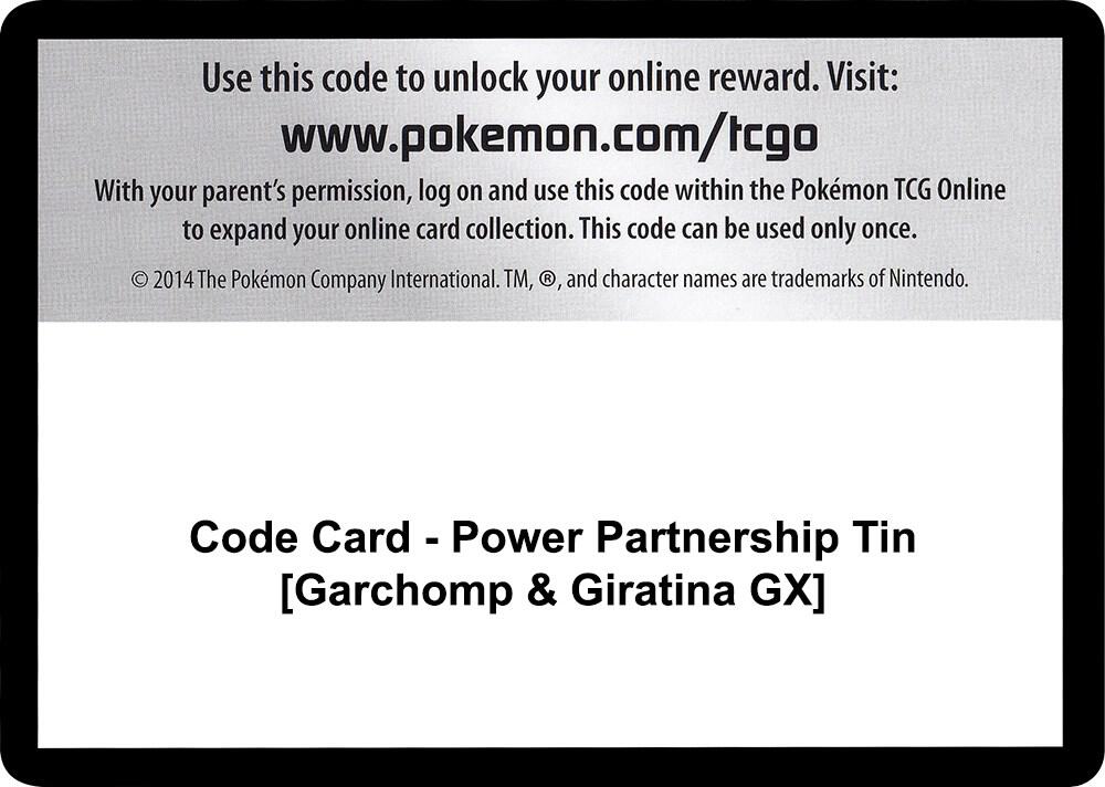 Code Card Power Partnership Tin Garchomp and Giratina GX  (SM - Unified Minds)  | Good Games Adelaide SA