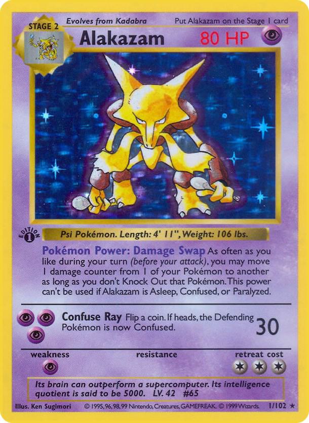 Alakazam 001/102 (Base Set (Shadowless))  - 1st Edition Holofoil | Good Games Adelaide SA