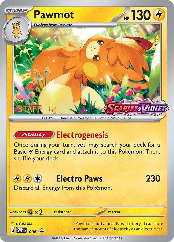 Pawmot Prerelease Staff 006 (SV: Scarlet & Violet Promo Cards)  - Holofoil | Good Games Adelaide SA