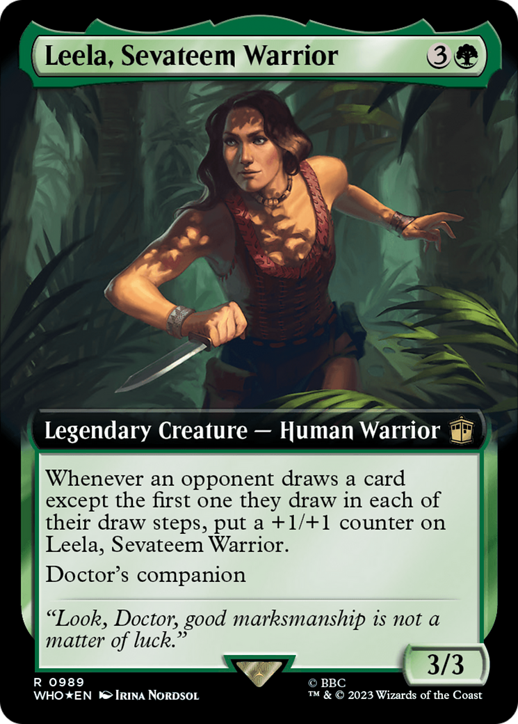 Leela, Sevateem Warrior (Extended Art) (Surge Foil) [Doctor Who] | Good Games Adelaide SA