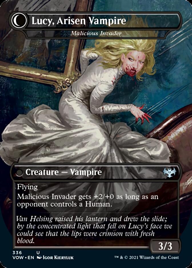 Lucy Westenra // Lucy, Arisen Vampire - Innocent Traveler // Malicious Invader (Borderless) (Dracula Series) [Innistrad: Crimson Vow] | Good Games Adelaide SA