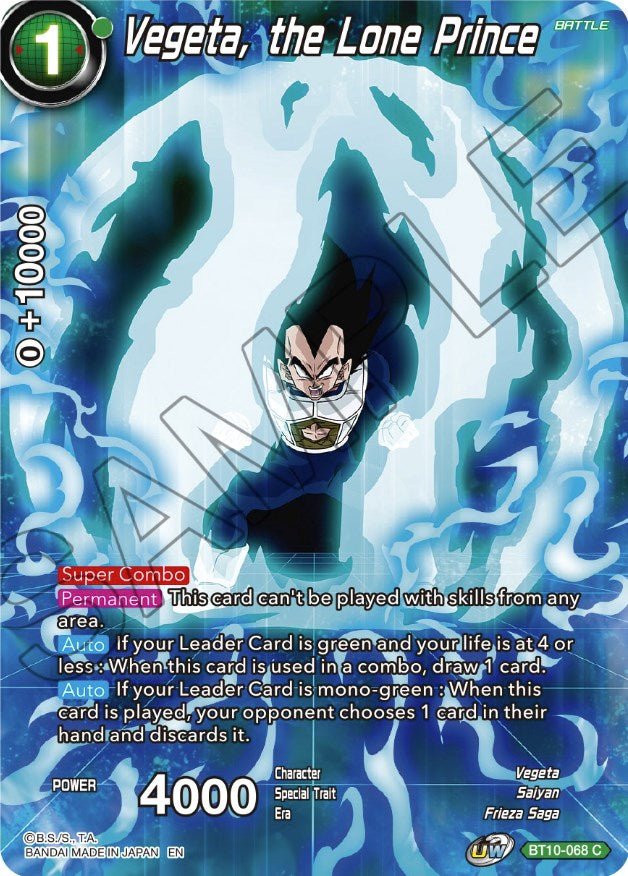 Vegeta, the Lone Prince (BT10-068) [Theme Selection: History of Vegeta] | Good Games Adelaide SA