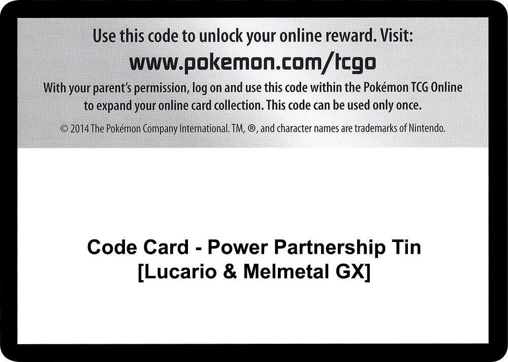 Code Card Power Partnership Tin Lucario and Melmetal GX  (SM - Unified Minds)  | Good Games Adelaide SA