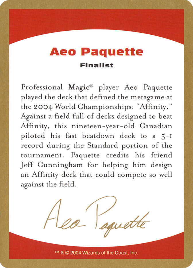 Aeo Paquette Bio  (World Championship Decks)  | Good Games Adelaide SA