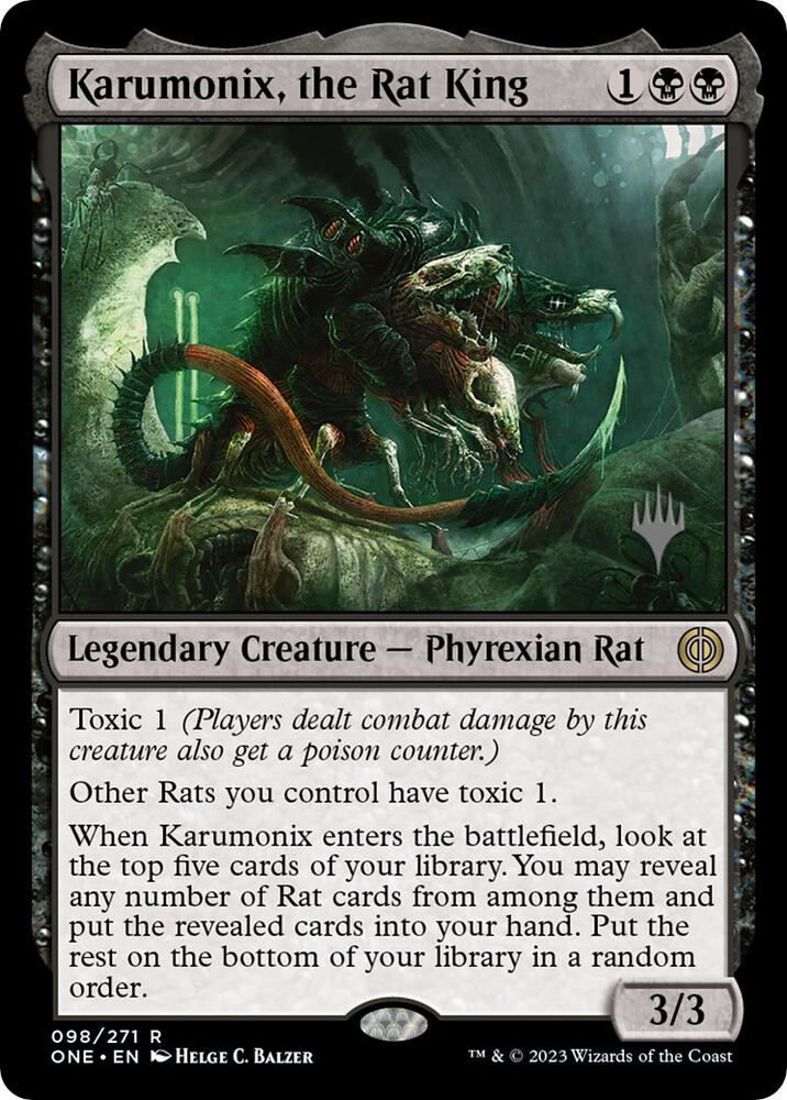 Karumonix the Rat King 98p/160 (Promo Pack: Phyrexia: All Will Be One)  - Foil | Good Games Adelaide SA