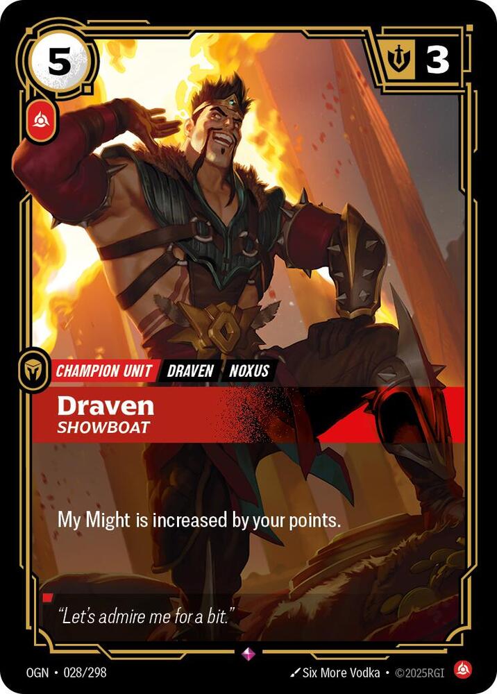 Draven - Showboat 028/298 (Origins)  - Foil | Good Games Adelaide SA