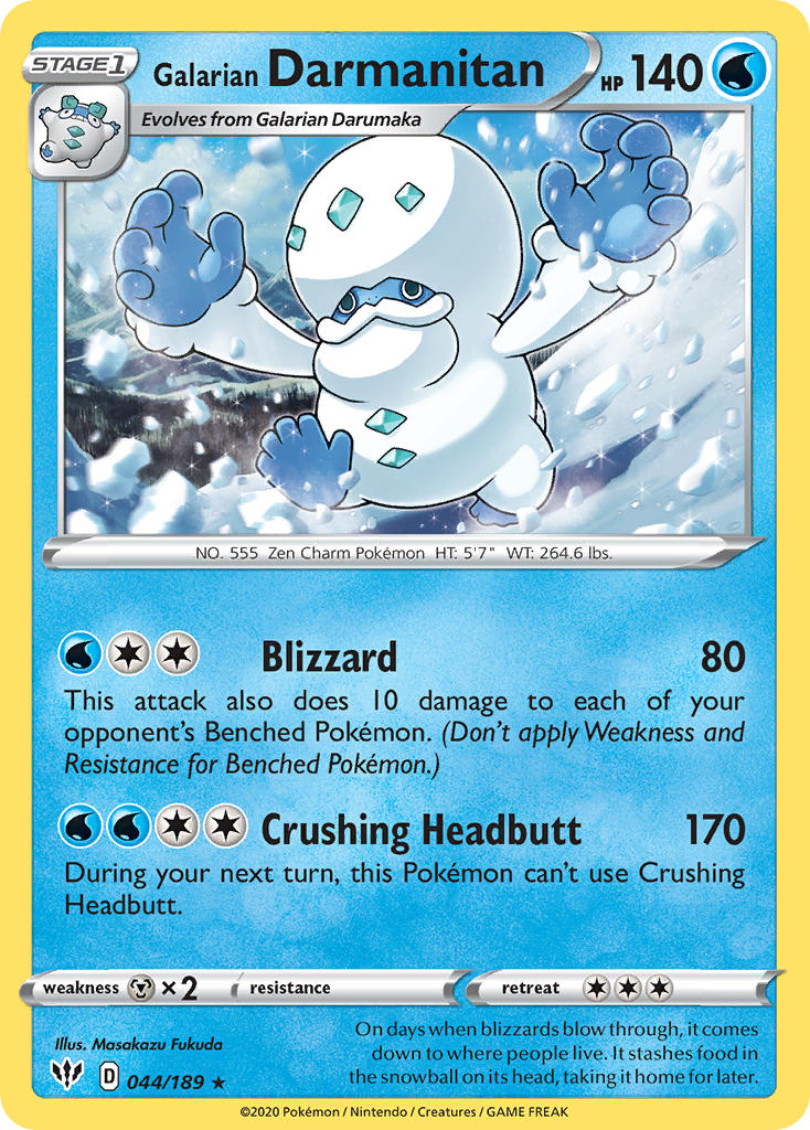 Galarian Darmanitan (044/189) (Cracked Ice Holo) (Theme Deck Exclusive) [Sword & Shield: Darkness Ablaze] | Good Games Adelaide SA