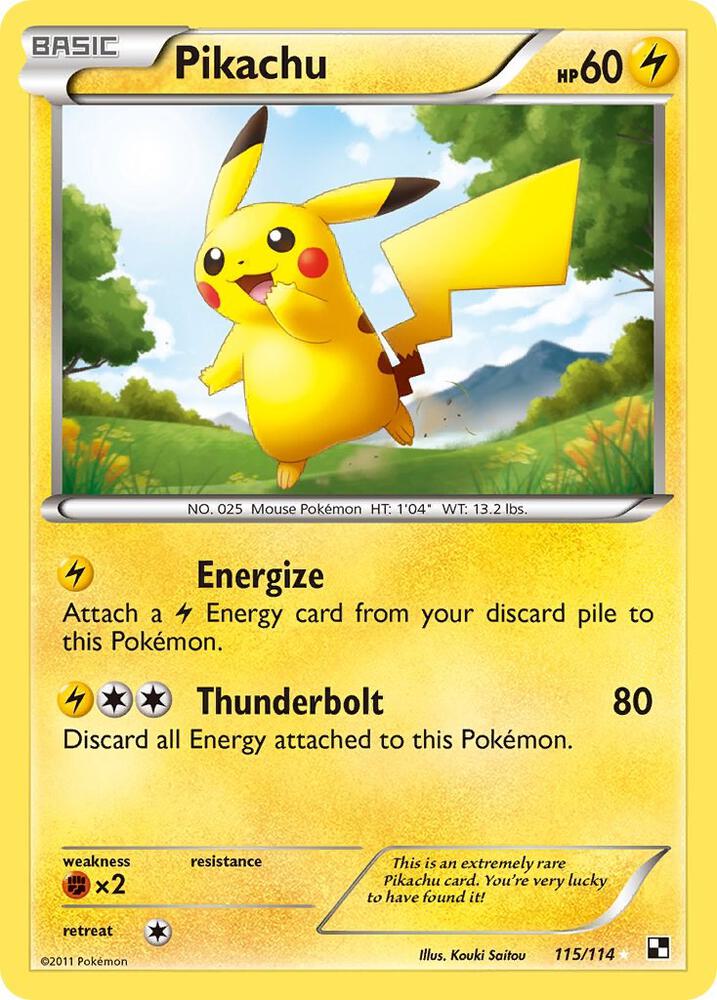 Pikachu 115/114 (Black and White)  - Holofoil | Good Games Adelaide SA