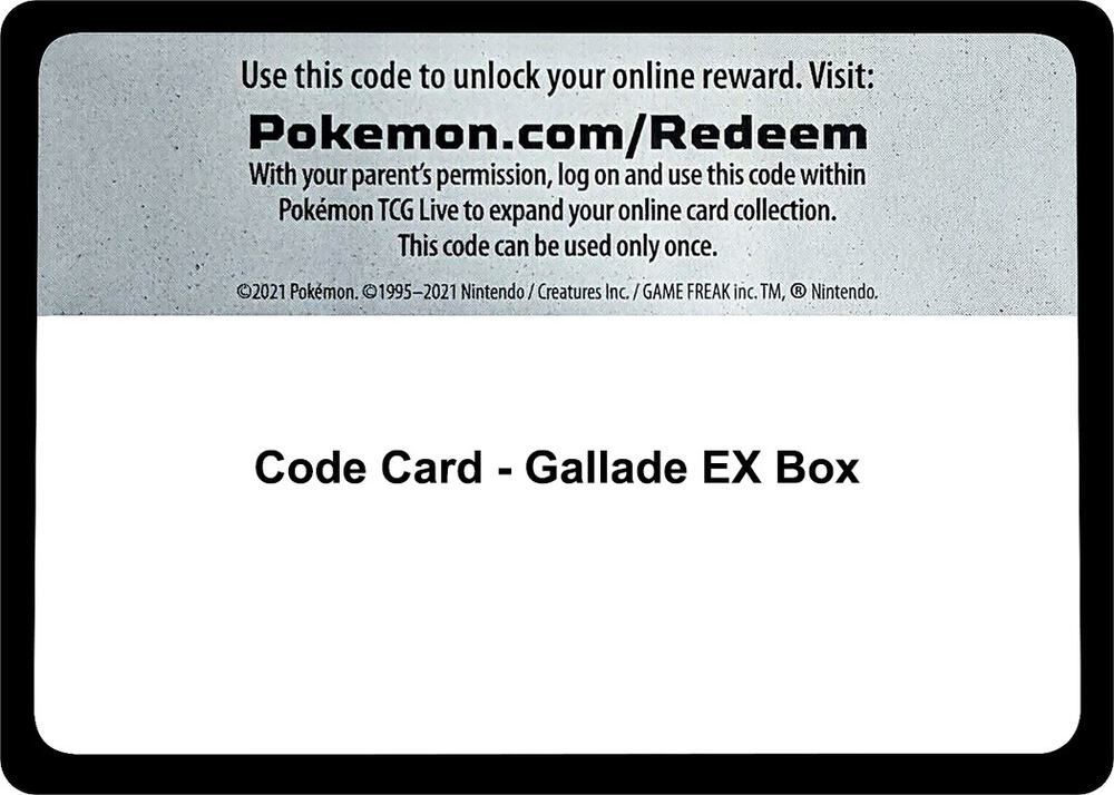 Code Card Gallade EX Box  (XY - Phantom Forces)  | Good Games Adelaide SA