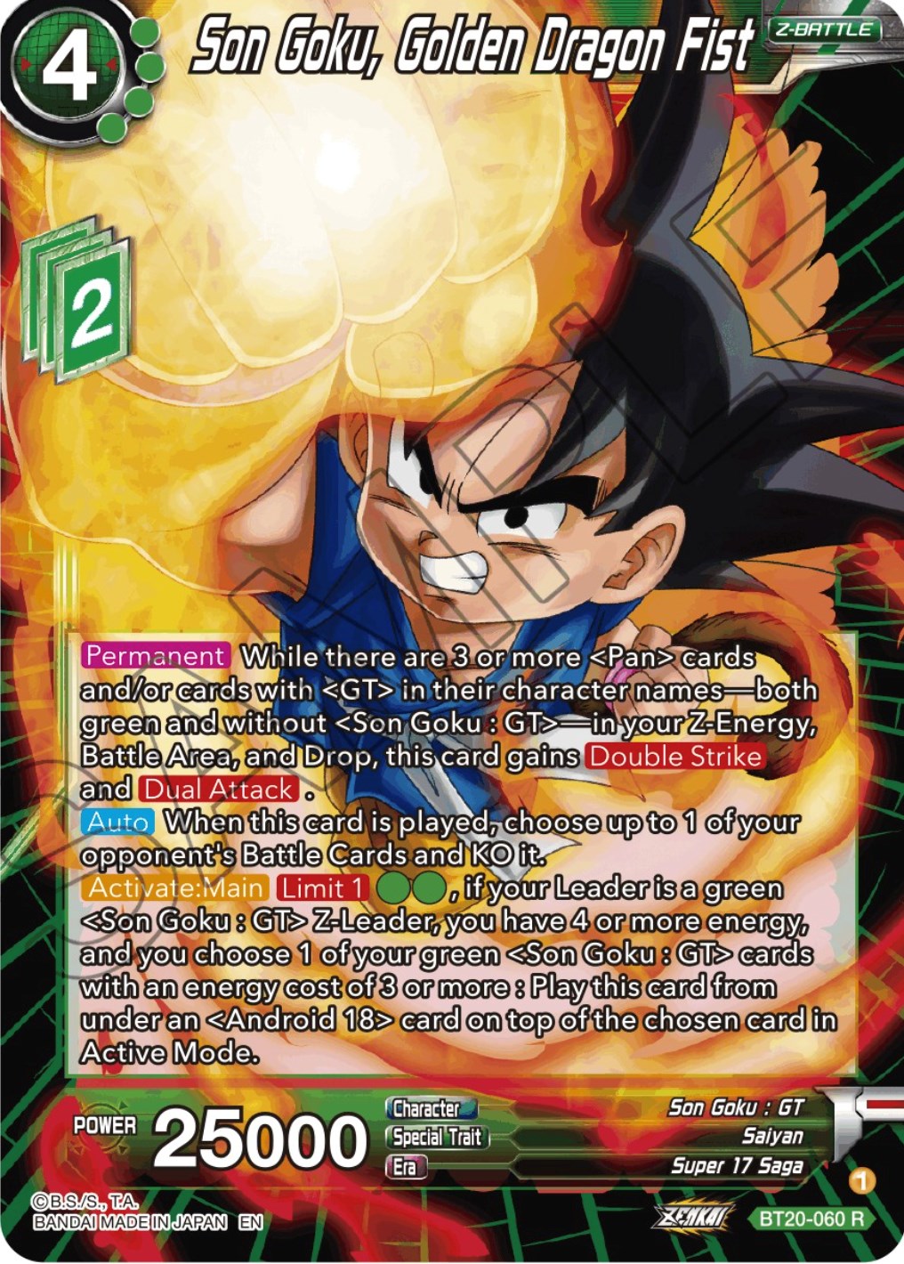 Son Goku, Golden Dragon Fist (BT20-060) [Power Absorbed] | Good Games Adelaide SA