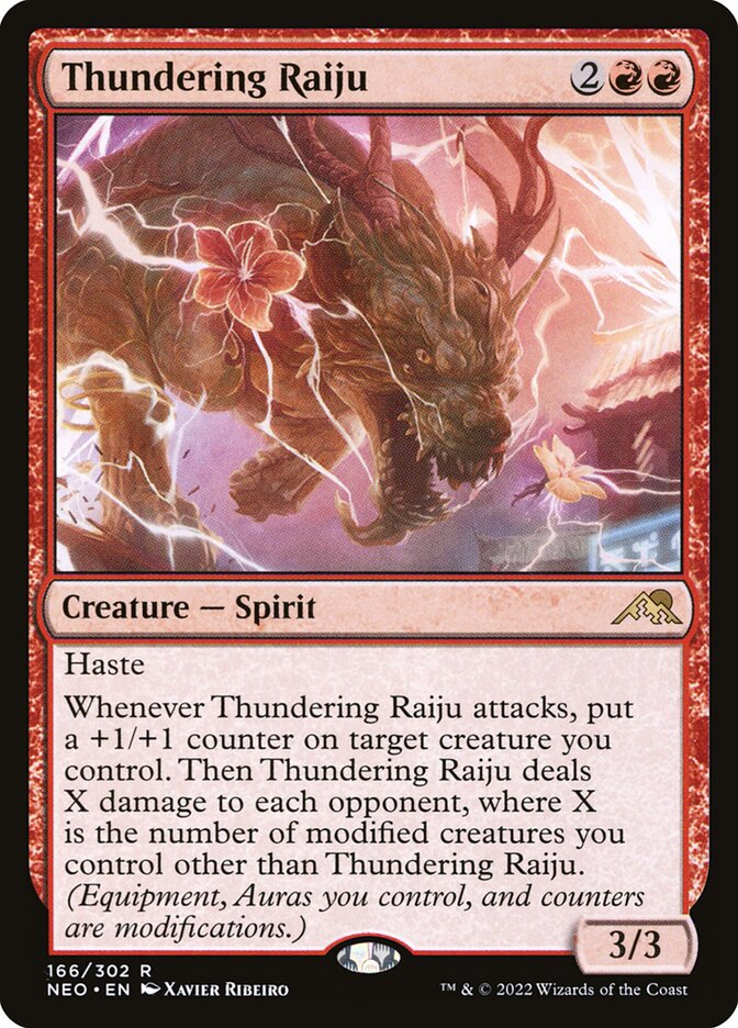 Thundering Raiju 166 (Kamigawa: Neon Dynasty)  - Foil | Good Games Adelaide SA