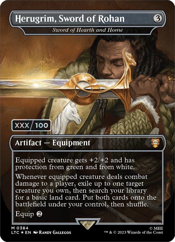Herugrim Sword of Rohan Sword of Hearth and Home Serialized 384 (Commander: The Lord of the Rings: Tales of Middle-earth)  - Double Rainbow Foil | Good Games Adelaide SA