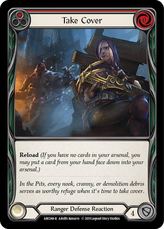Take Cover (Red) [ARC048-R] 1st Edition Rainbow Foil | Good Games Adelaide SA