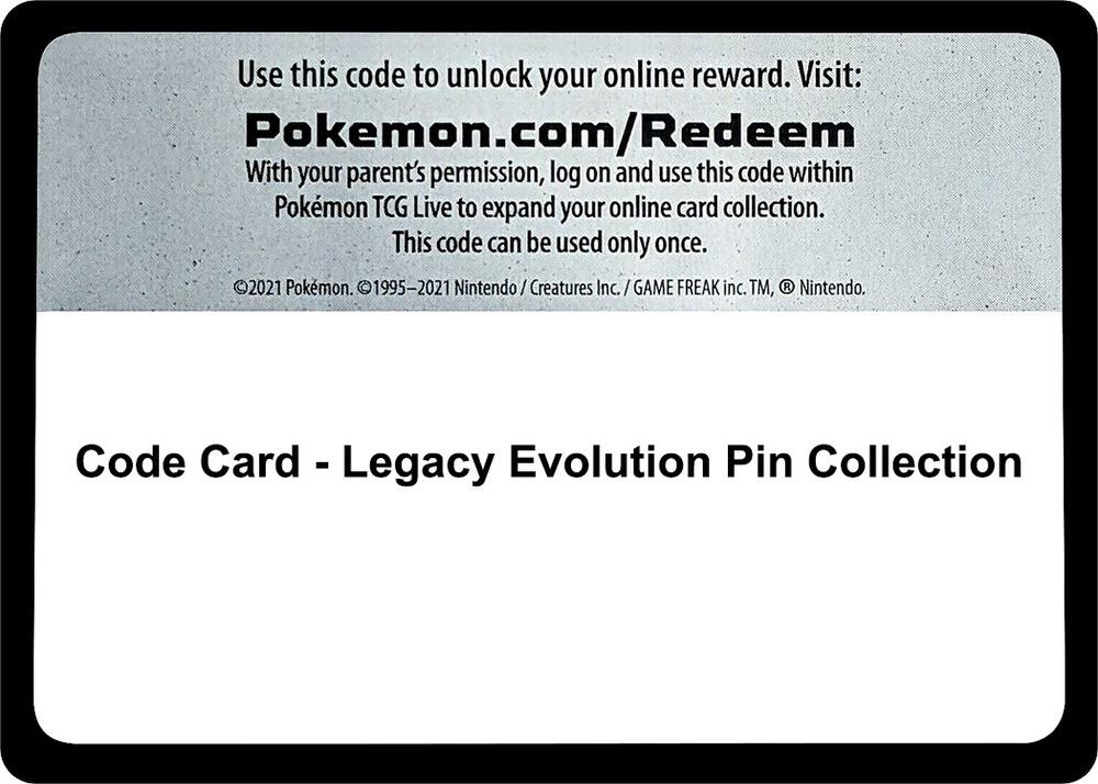 Code Card Legacy Evolution Pin Collection  (SM Base Set)  | Good Games Adelaide SA